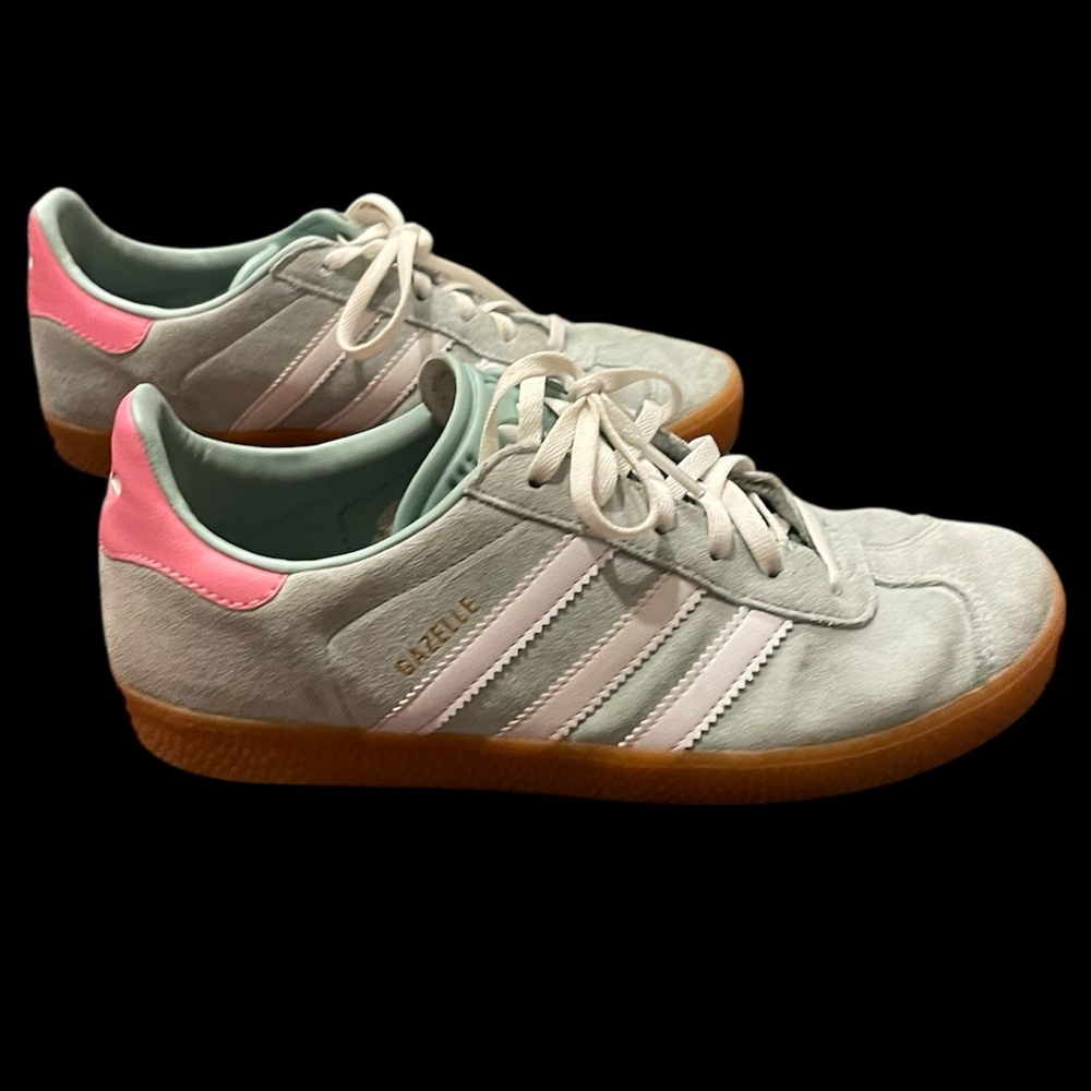 Adidas Sneaker Gazelle Hazy Green Teal White Pink US Kids 5.5 = Women 7 - 7.5 - Picture 2 of 16
